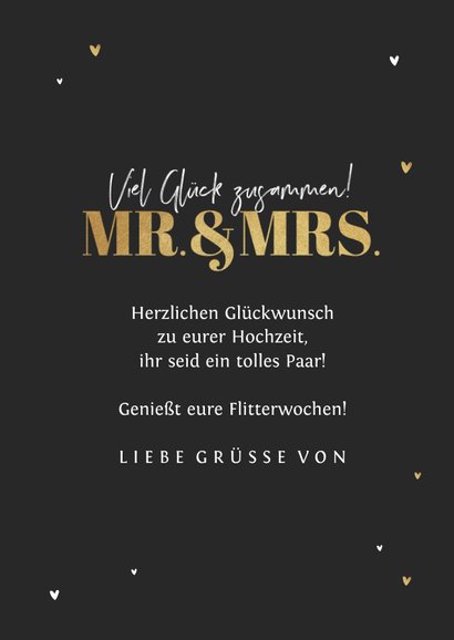 Hochzeit Glückwunschkarte Mr. & Mrs. gold 3
