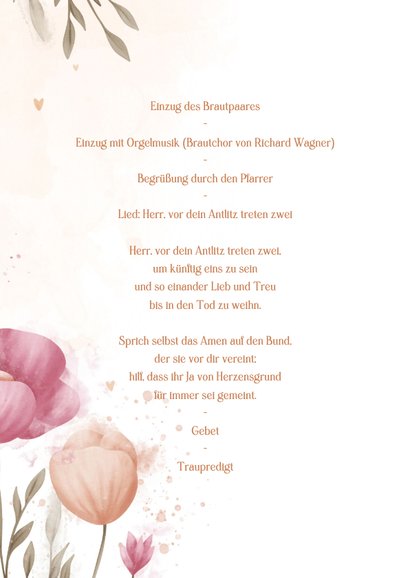 Hochzeits-Kirchenheft elegante Blumen Aquarell 2