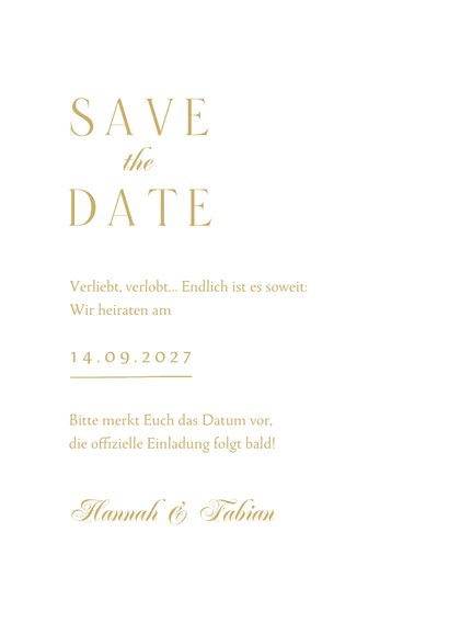 Hochzeits-Save-the-Date-Karte Spitze & Goldakzente 3