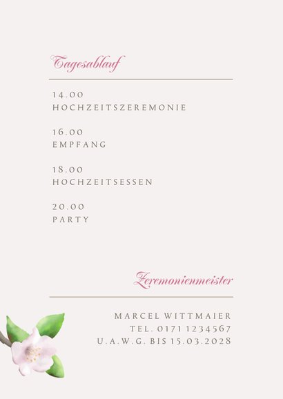 Hochzeitseinladung Apfelblüte 2