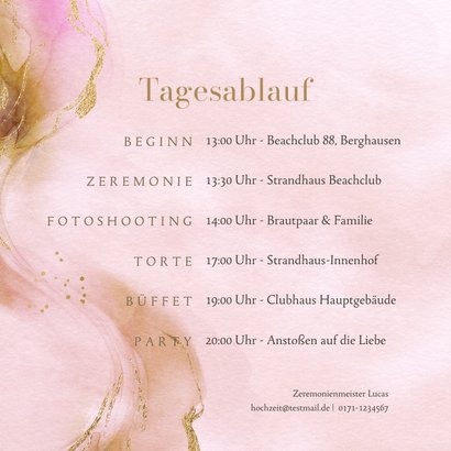 Hochzeitseinladung Aquarell-Goldlook & Foto 2