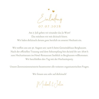 Hochzeitseinladung Aquarellzweige & Goldschrift 3