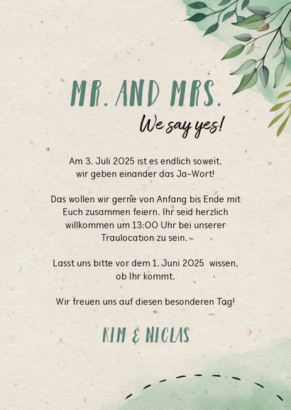 Hochzeitseinladung Blumen & Doodles mit Foto 3