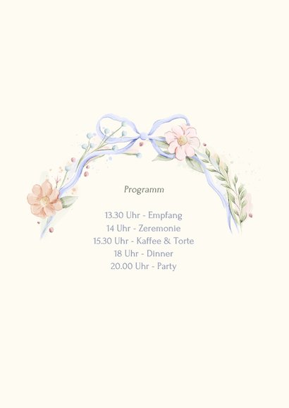 Hochzeitseinladung Blumenkranz mit Schleife Vintage 2