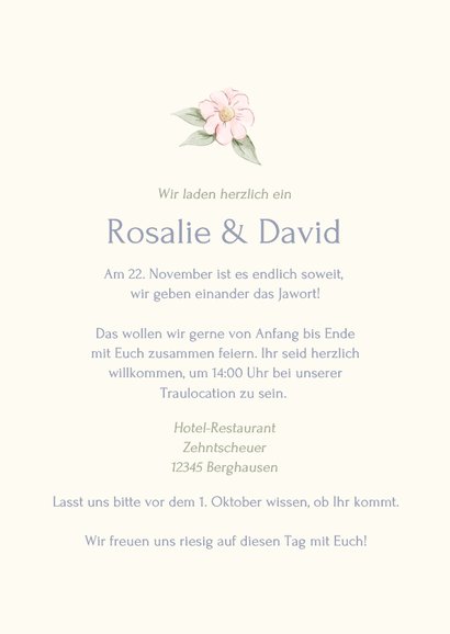 Hochzeitseinladung Blumenkranz mit Schleife Vintage 3