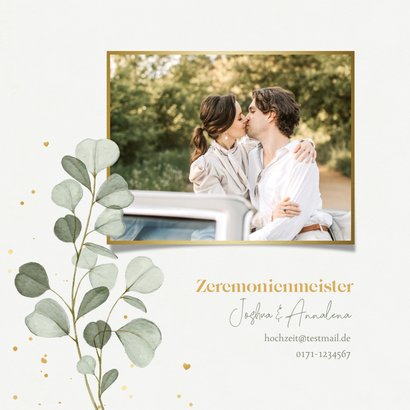 Hochzeitseinladung Eukalyptuszweige & Gold 2