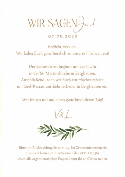 Hochzeitseinladung Foto & Zweig auf Kraftpapier 3