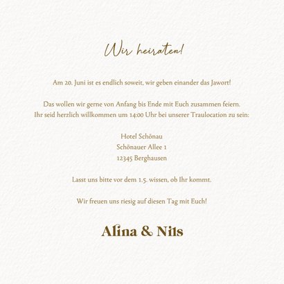 Hochzeitseinladung Gold & Eukalyptuskranz 3