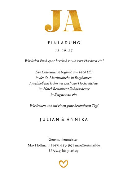 Hochzeitseinladung Goldakzente Fotos A6 3