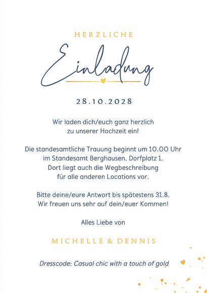 Hochzeitseinladung Goldlook Brautpaar Scherenschnitt 3