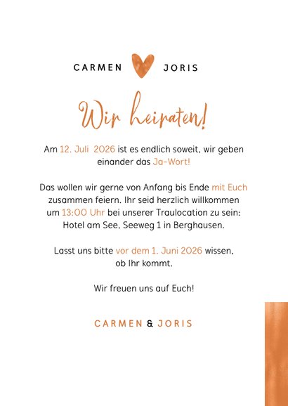 Hochzeitseinladung Kupfer grafisch Foto 3