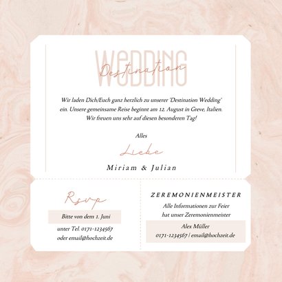 Hochzeitseinladung Ticket 'Destination Wedding' 3