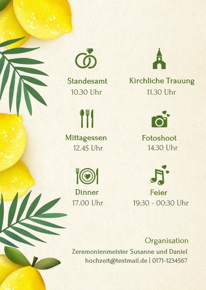 Hochzeitseinladung Zitronen auf Beige Sommer 2