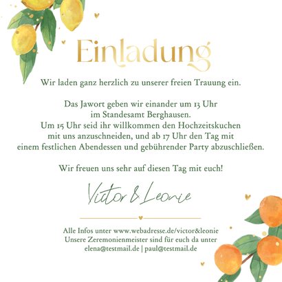 Hochzeitseinladung Zitrusfrüchte  3