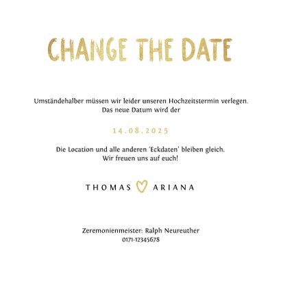 Hochzeitskarte Change-the-Date Foto Pinselstrich 3