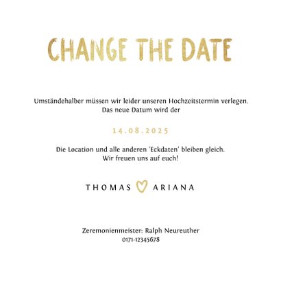 Hochzeitskarte Change-the-Date Foto Pinselstrich 3