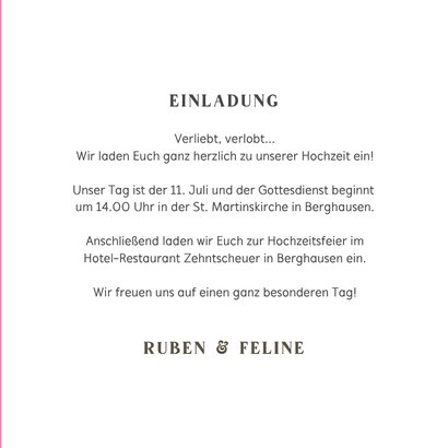 Hochzeitskarte Einladung Colorblocking Streifen Rosa Orange 3