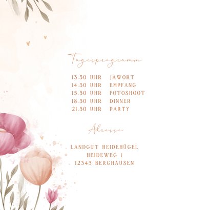 Hochzeitskarte Einladung elegante Blumen Aquarell 2