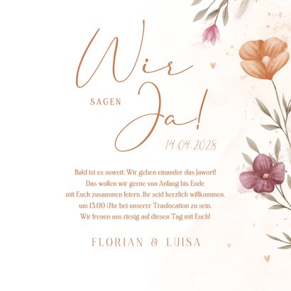 Hochzeitskarte Einladung elegante Blumen Aquarell 3