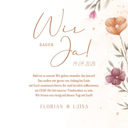 Hochzeitskarte Einladung elegante Blumen Aquarell 3
