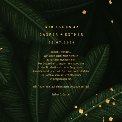 Hochzeitskarte Einladung Gold & Palmen 3