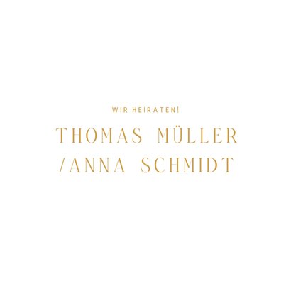 Hochzeitskarte Einladung Goldschrift minimalistisch 2