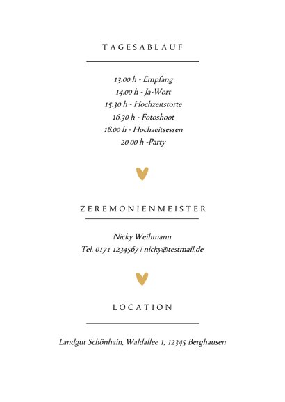 Hochzeitskarte Einladung Namen in Gold 2