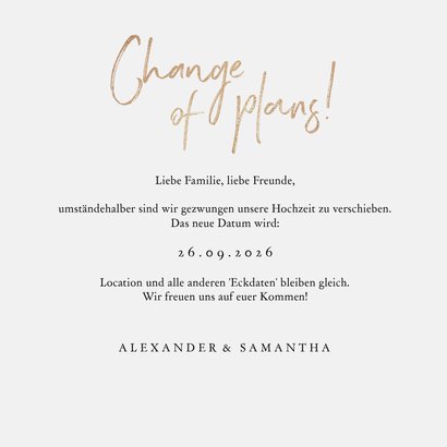 Hochzeitskarte Eukalyptusblätter Terminänderung 3