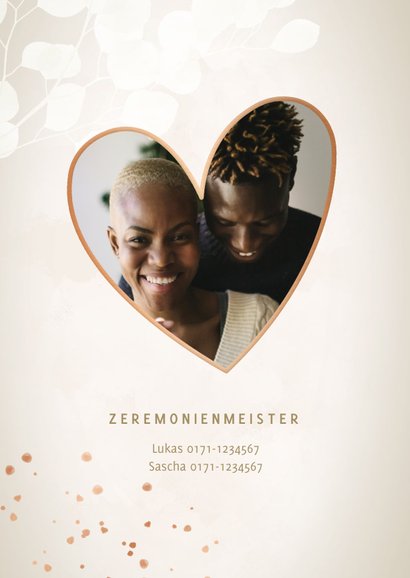 Hochzeitskarte Foto Herz Kupfer 2