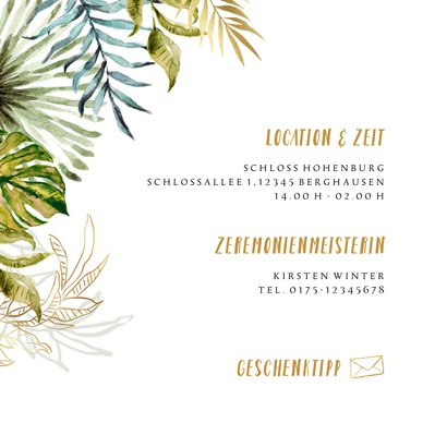 Hochzeitskarte Fotoeinladung Botanik & Gold 2