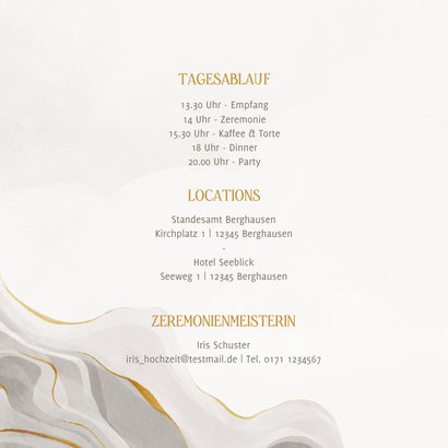 Hochzeitskarte Marmor und Gold 2