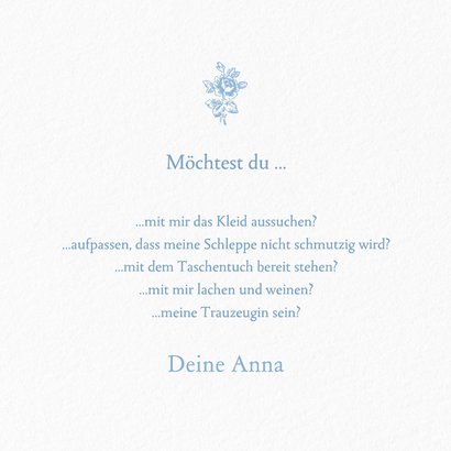 Hochzeitskarte Trauzeugin fragen englische Rose romantisch 3