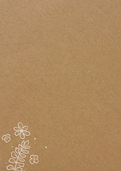 Hochzeitskarte weiße Blumen Kraftlook-Papier Rückseite