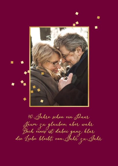 Jubiläum 40. Hochzeitstag Fotocollage goldenes Konfetti 2