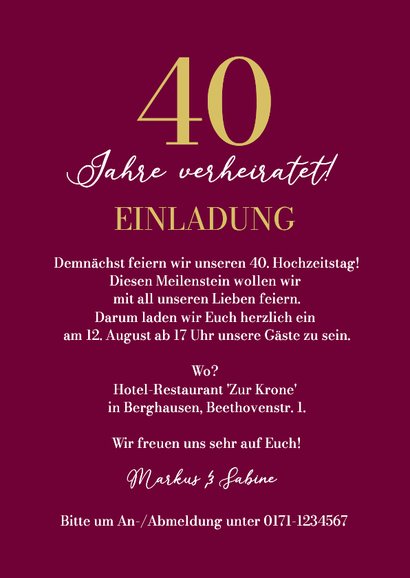 Jubiläum 40. Hochzeitstag Fotocollage goldenes Konfetti 3