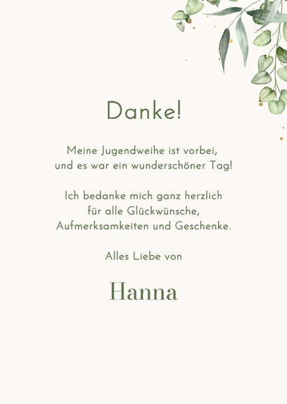 Jugendweihe-Dankeskarte Fotocollage & Aquarellzweige 3