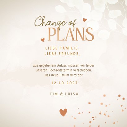 Karte Change-of-Plans Hochzeit Herzen Kupfer 3