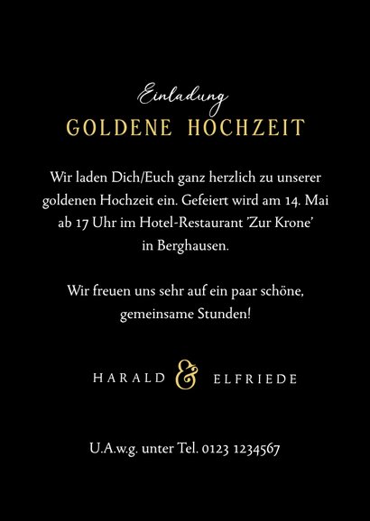 Karte Einladung zur goldenen Hochzeit Foto 3