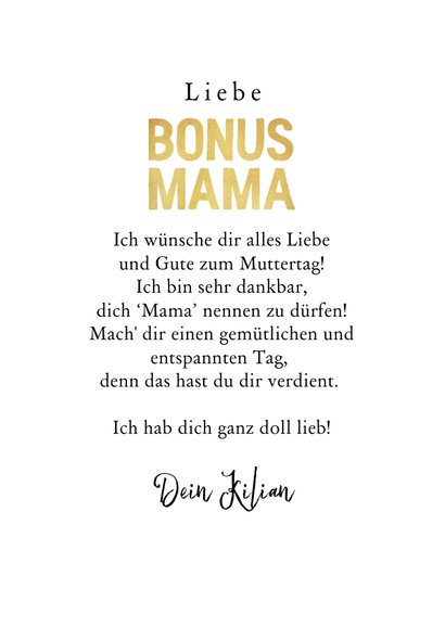 Karte 'für die liebste Bonusmama' zum Muttertag 3