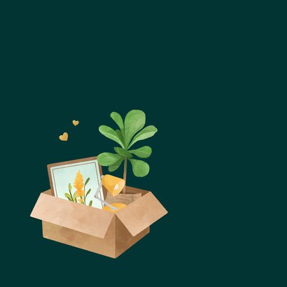 Karte Glückwunsch Einzug Kartons & Pflanzen 2