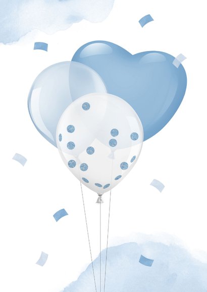 Karte Glückwunsch Geburt Junge Luftballons 2
