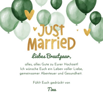 Karte Glückwunsch Hochzeit grüne Luftballons 3