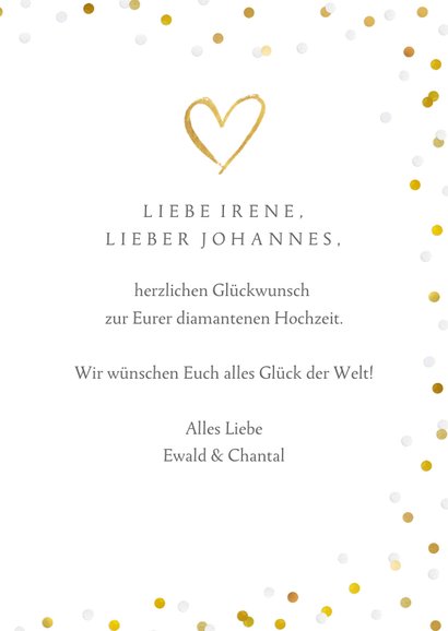 Karte Glückwunsch Sektgläser Diamantene Hochzeit 3