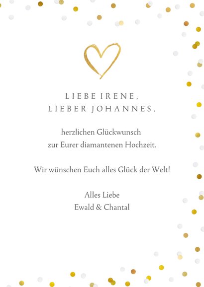 Karte Glückwunsch Sektgläser Diamantene Hochzeit  3