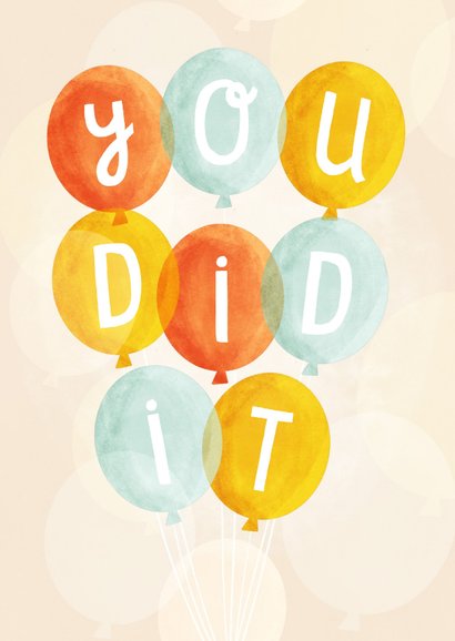 Karte Glückwunsch 'You Did It' mit Luftballons 2