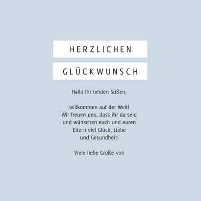 Karte Glückwunsch Zwillinge mit Luftballon 3