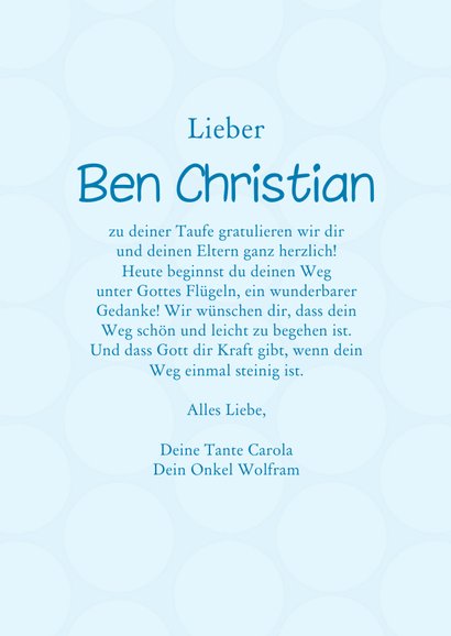 Karte Gratulation Taufe Kreuz klassisch hellblau 3