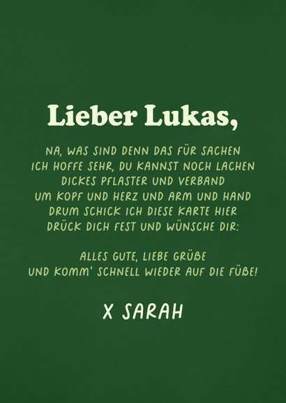 Karte Gute Besserung Arm gebrochen Frosch 3