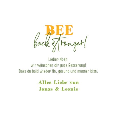 Karte Gute Besserung Biene 'Bee well soon' 3