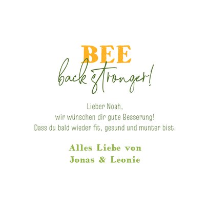 Karte Gute Besserung Biene 'Bee well soon' 3